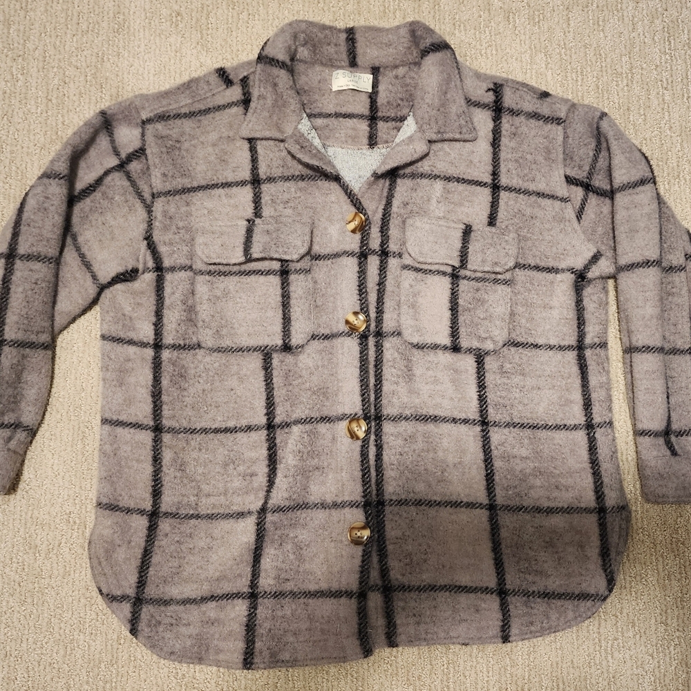 Z Supply Gray and Black Shacket